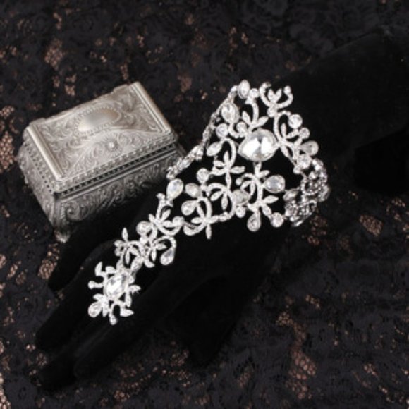 Embellished Swarovski Crystal Bracelet Cuff Ring - Picture 6 of 8